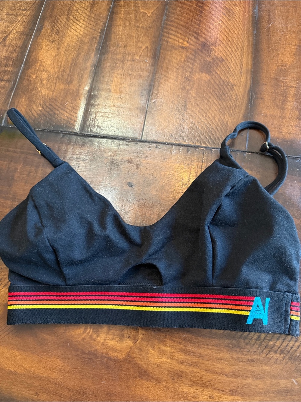 Aviator Nation Women’s Black Striped Logo Bralette